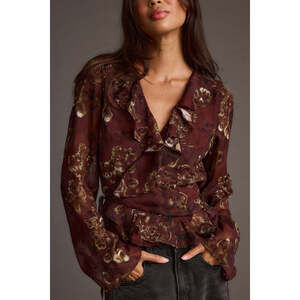 12th Tribe Dominique Plum Floral Blouse Size SS